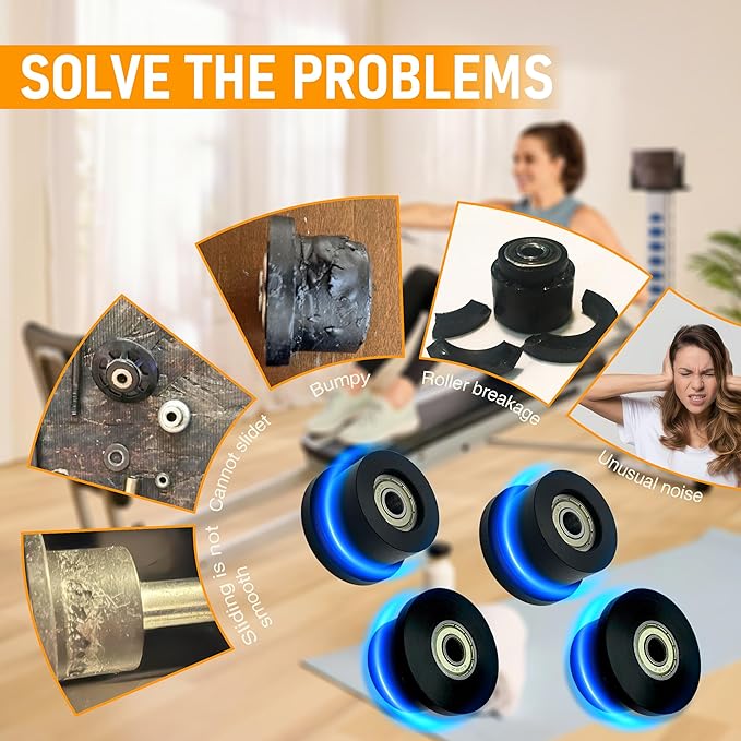 Upgraded Machined Wheels/Rollers Compatible with Total Gym,Replacement Parts for 1000,1100,1400,1500,1600,1700,1800,1900,Achiever,Force,Gold,Max,Platinum,Plus,Pro,Supra,Supreme,Ultima,Ultra,XLI,4Pcs