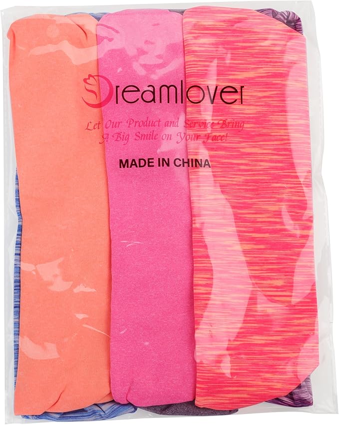 Dreamlover Workout Headbands for Women Athletic, Sweatbands, Sports Headbands for Exercise, 6 Pieces