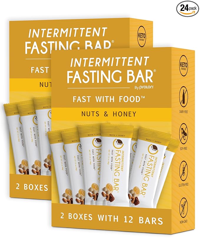 Prolon Fast Bars | Keto, Gluten Free, Dairy Free, Plant Based Protein, Intermittent Fasting Bars | Developed to Not Break Your Fast | Nuts & Honey, 24 Ct