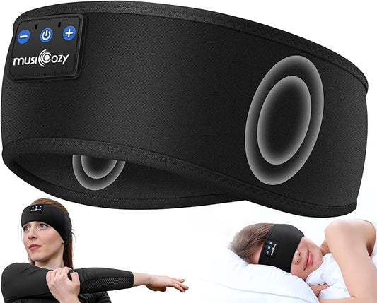MUSICOZY Sleep Headphones Headband, Wireless Earbuds Earphones Sweat Resistant with Ultra-Thin HD Stereo Speaker, Bluetooth 5.4 for Workout Running Cool Gadgets Unique Gifts