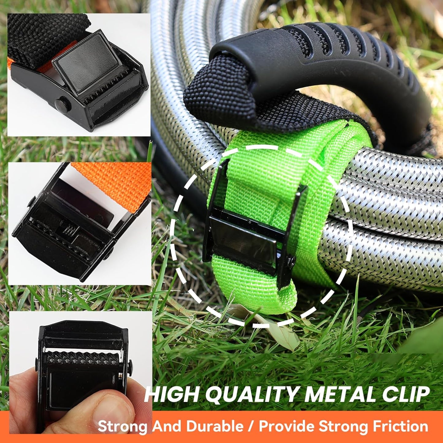 Heavy Duty Storage Straps with Handle and Easy Adjustable Steel Black Lock Slider Buckles,Extension Cord Strap for Cords Pool Hoses Ropes and Garden Hose (3 Pack)