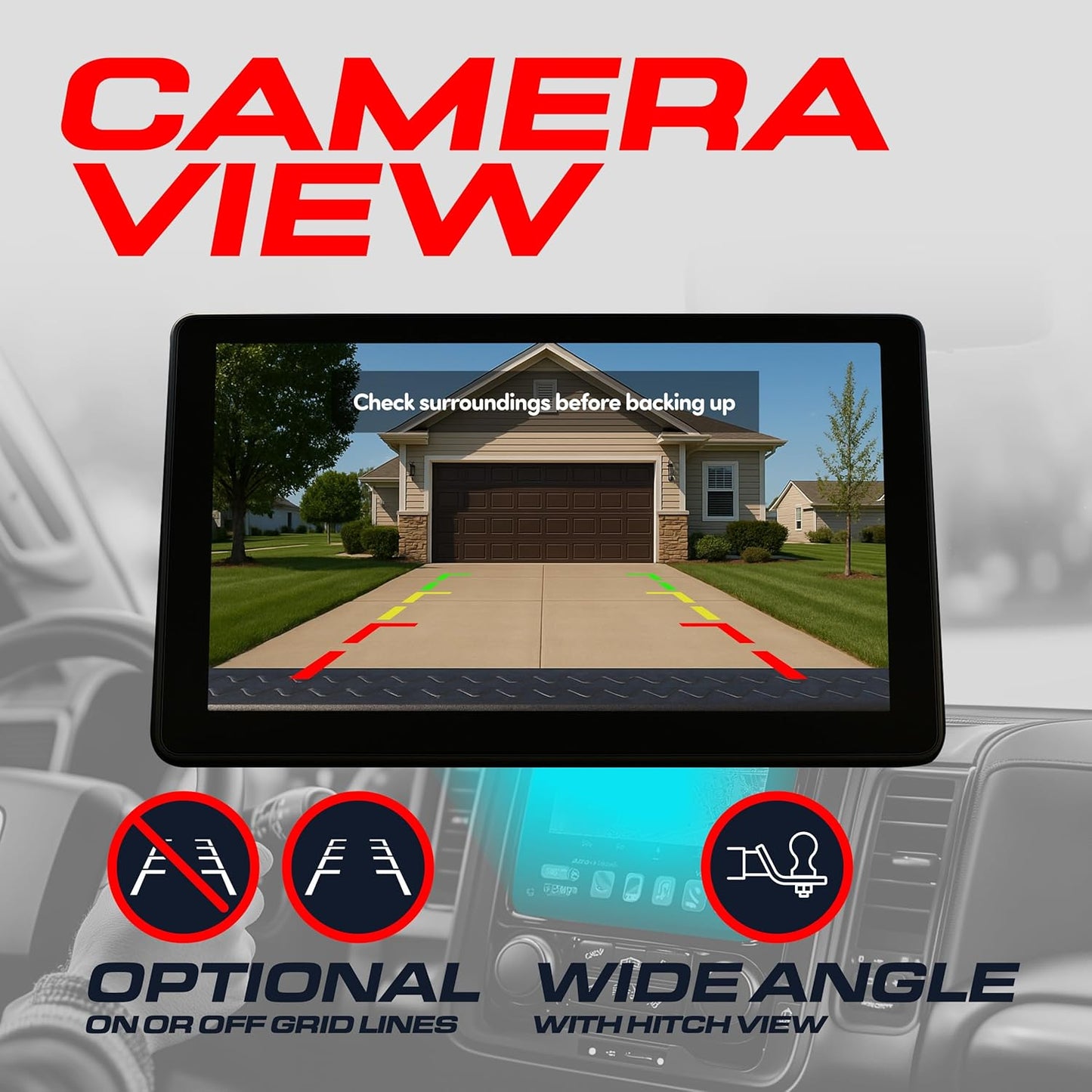 Master Tailgaters Chrome Tailgate Handle with Backup Camera Replacement for Honda Ridgeline (2006-2014) | IP68 Waterproof | Parking Grid Lines Available | Easy to Install