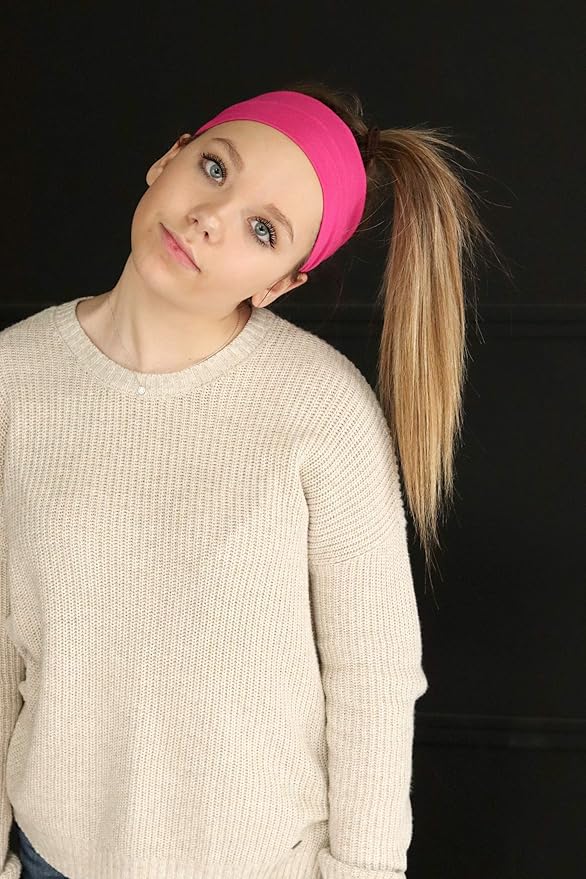 Kenz Laurenz Headbands Tie on Headband for Women Men Running Athletic Hair Head Band Elastic Sports Sweat Basketball Sweatband Stetchy Yoga Workout Sweatbands Adjustable Non-Slip Moisture Wicking