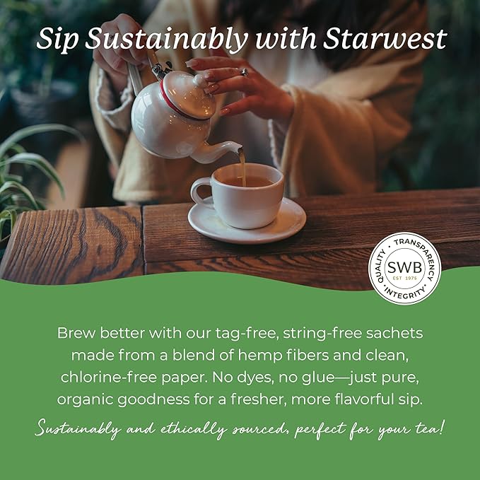 Starwest Botanicals Organic Nettle Leaf Tea - Caffeine Free Herbal Tea, Promotes Calm, USDA Organic Nettle Leaf, String Free Sachets, Non GMO - 20 Tea Bags