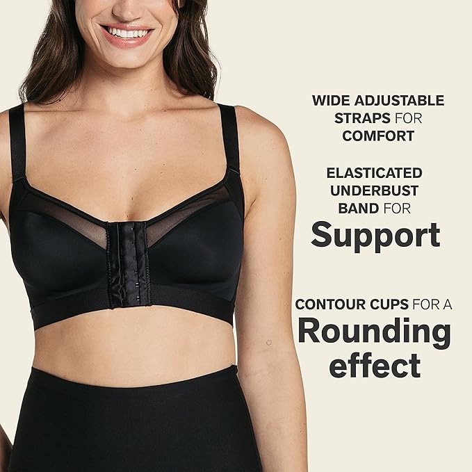 Leonisa Posture Corrector Bra, Wireless Front Closure Posture Bra with Contour Cups – Back Support and Everyday Comfort