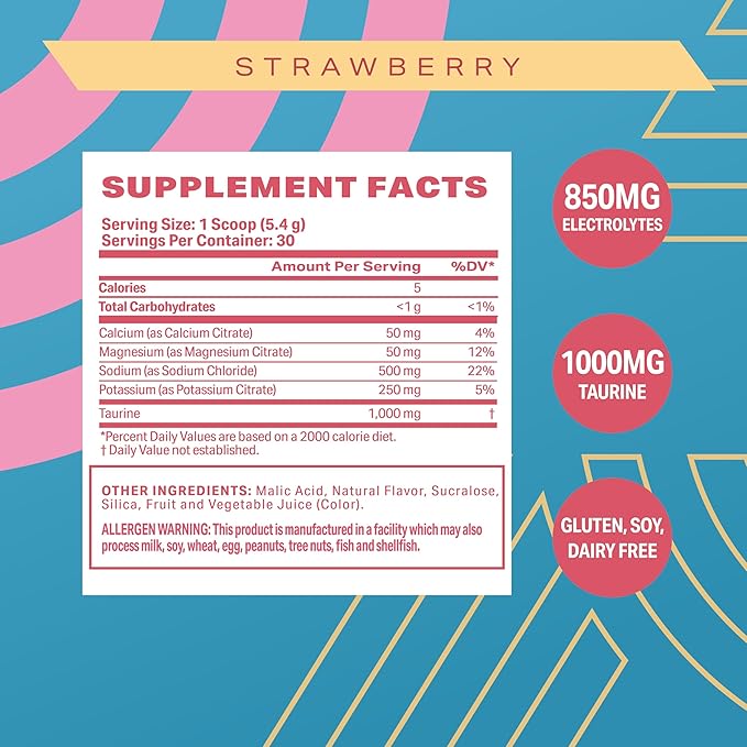 Podium Nutrition Training Salt + Electrolytes Powder, Strawberry, Post Workout Hydration & Muscle Recovery Support, Electrolyte Drink, Magnesium, Potassium, Calcium & Sodium Salts, 30 Servings