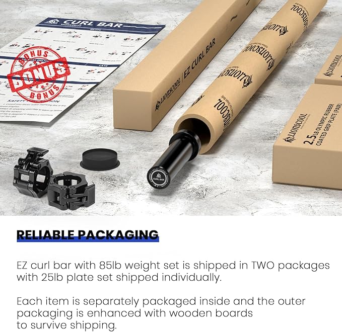 LIONSCOOL Premium 4ft/4.9ft/6ft Barbell for Strength Training and Olympic Weightlifting, 2 Inch Bar for Squats, Curls, Deadlifts, Presses, Hip Thrusts, 350lbs/500lbs/700lbs Weight Capacity