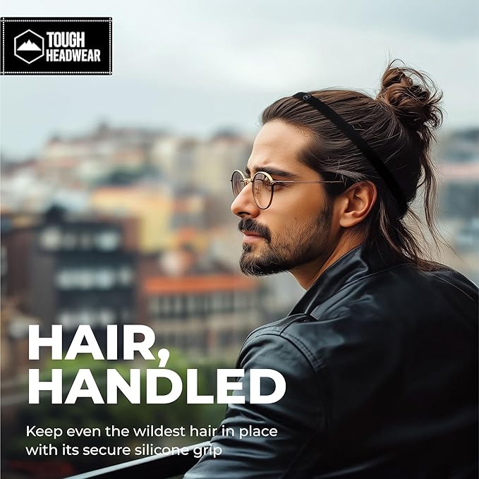 Tough Headwear Athletic Headband Set - Thin Headbands for Women - Elastic Sport Hair Bands Men - Skinny Sports Hairbands - Non Slip Athletic Head Bands for Sports - Black and Pink