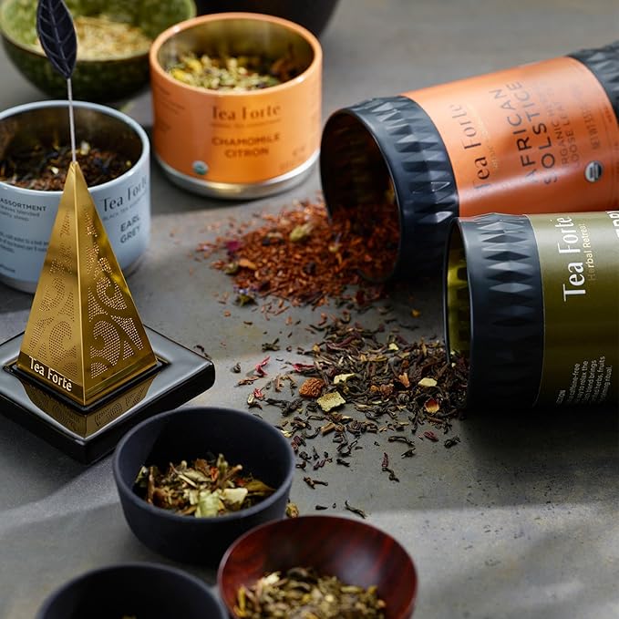 Tea Forte Mountain Oolong Premium Organic Loose Leaf Caffeinated Oolong Blend Canister, Makes 35-50 Cups