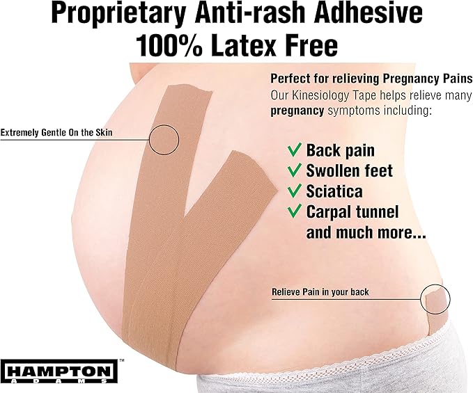 Hampton Adams | As Seen on Shark Tank | Elastic Kinesiology Tape (2-Pack) | Uncut Athletic Tape Supports & Protects Muscles Knees Shoulders & Plantar Fasciitis | Waterproof Hypoallergenic (Beige)