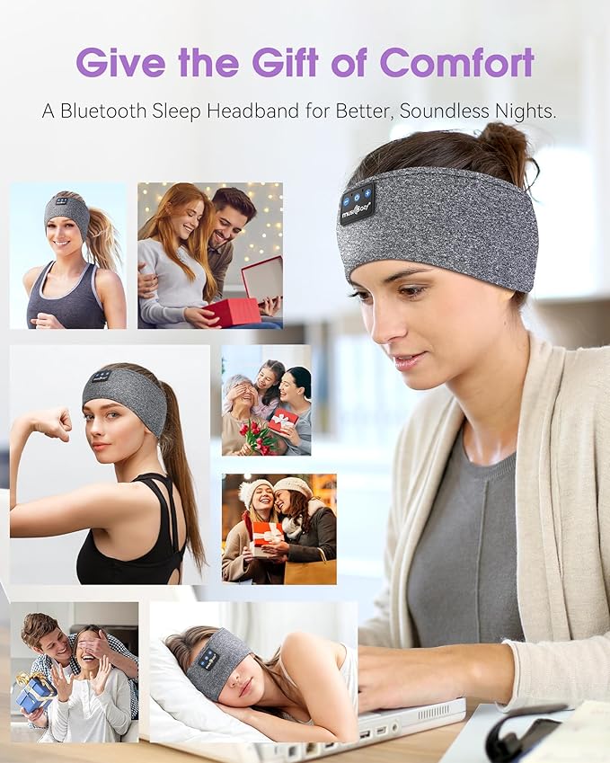 MUSICOZY Sleep Headphones Bluetooth Headband, 14 Hours Playtime, Sports Sweat Resistant with Hi-Fi Stereo for Workout Running