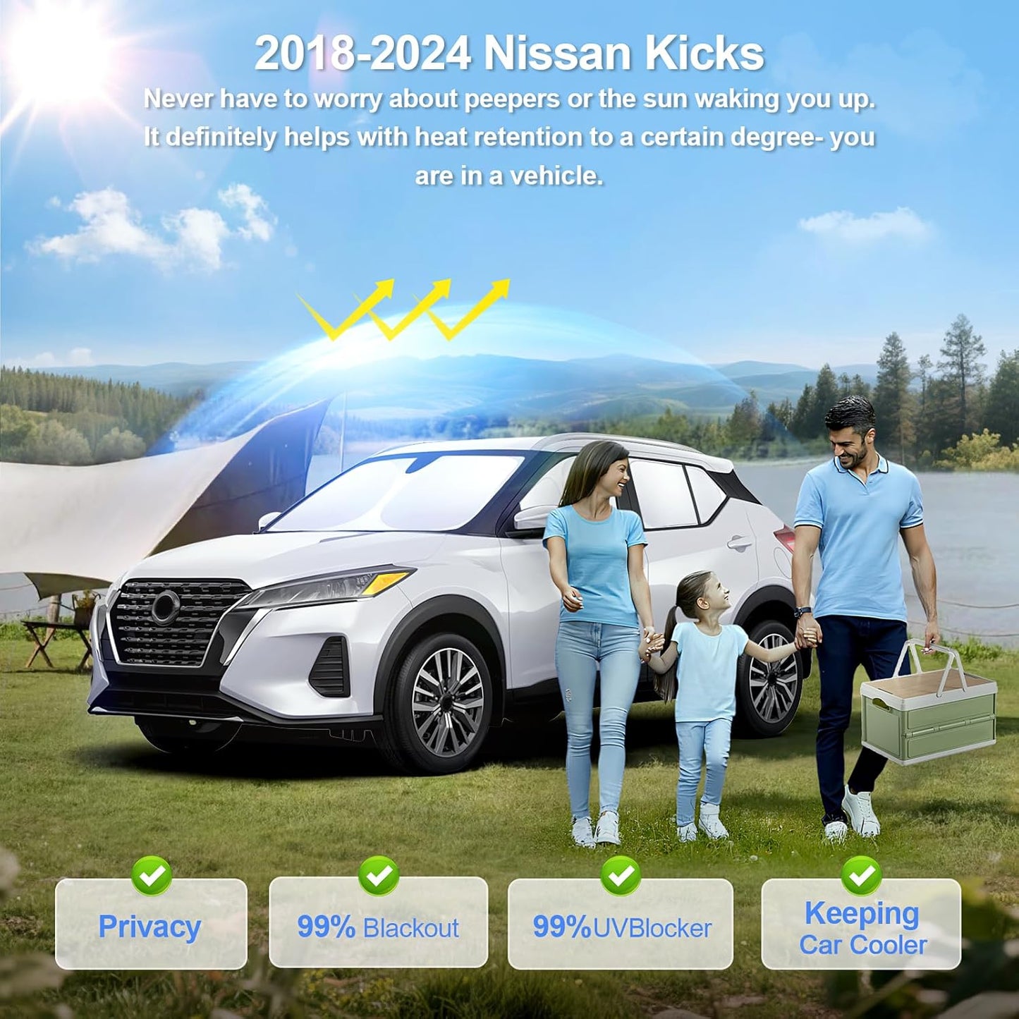 6pcs Car Window Shades for Nissan Kicks 2018-2024 Accessories,Windshield Side Rear Full Sunshade,Sun Visor UV Blocking, Privacy Protection and Blackout for Camping Outdoor