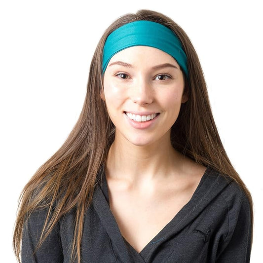 RiptGear Stretch Sport Headband for Women (Solid Teal) — Made of Non-Slip Sweat Wicking Fabric — Great for Yoga, Running or The Gym — Soft Headband Fits Most Head Sizes — (1-Pack)