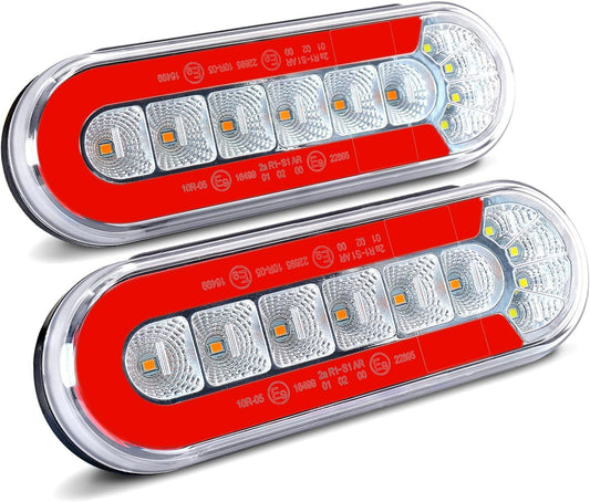 Agrieyes 6 Inch Oval LED Trailer Lights, Submersible Boat Trailer Light, with Brake, Turning Signal, Reverse Light, Backup Light, DOT Compliant