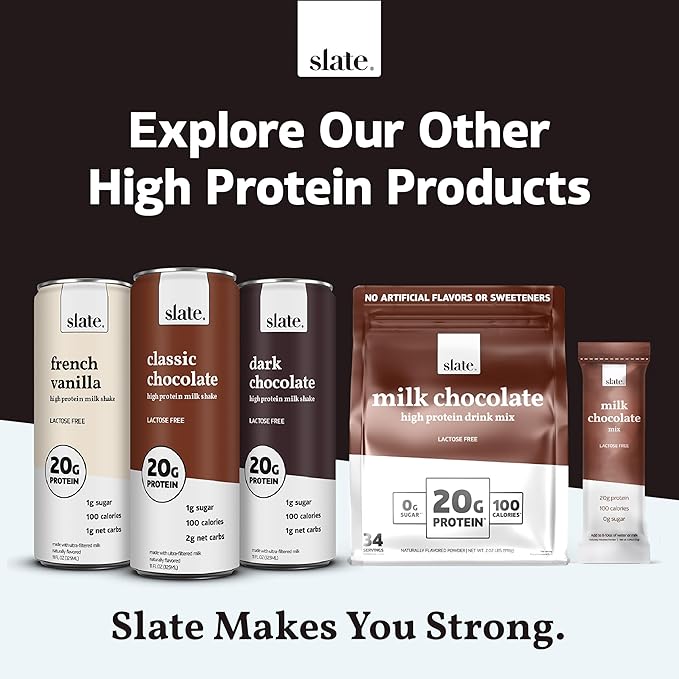 Slate Milk - High Protein Iced Coffee - Mocha Latte - 175mg Caffeine, Lactose Free Energy - 20g Protein, 1g Sugar, 110 Calories, 3g Net Carbs, No Sugar Added - Protein Coffee - 11 fl oz, 24 Cans