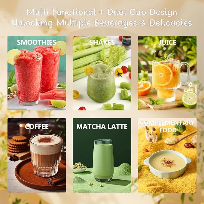 Personal Size Blender for Shakes and Smoothies,15.6 oz Portable Blender with 10 Blades and 2 cups,Rechargeable Mixers Fresh Fruit Juicers For Travel,Sports,Outing