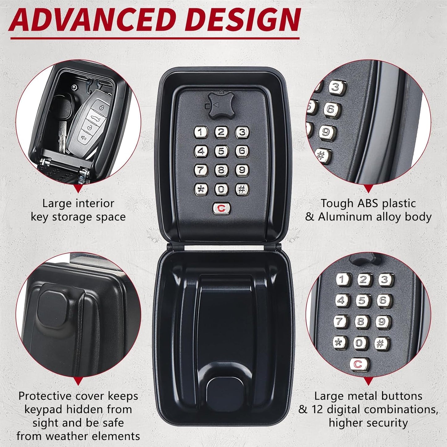 Car Window Lock Box for Turo, Black Portable Lockbox for Car Keys, Car Key Lock Box Fit for Ride Share, Turo, GetAround, with Sturdy Large Capacity, Protective Cover, Weather Protection