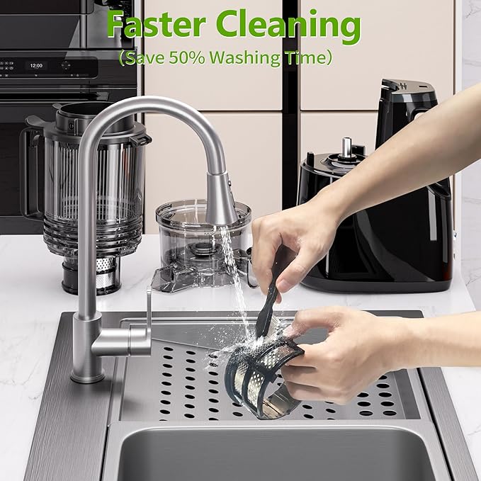 Cold Press Juicer, 6.5" Wide Feed Chute Juice Extractor Machine with Handle, High Juice Yield, 350W Professional Slow Masticating Juicer for Whole Vegetables & Fruits, Easy to Clean for Batch Juicing