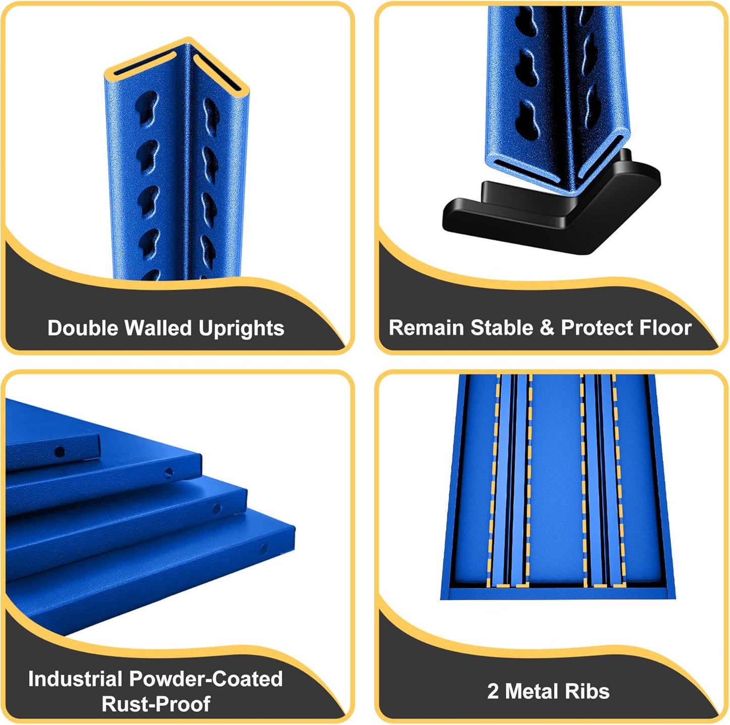 40" W Garage Shelving Heavy Duty，1000LBS Loads Adjustable Garage Storage Shelves,2-Tier Metal Storage Racks and Shelving Units, Utility Rack Shelves,40”W x 18”D x 72”H,Blue