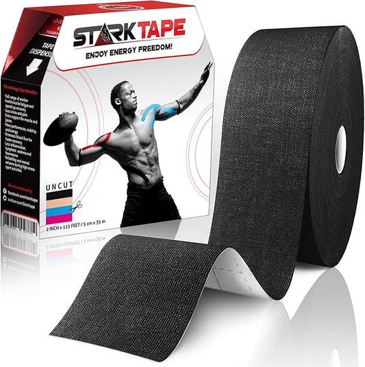 Original Kinesiology Athletic Tape. Professional Sports Tape for Ankle Wrist Knee Shoulder Muscles Joints. Latex Free, Waterproof, Stretchy, and Gentle on Skin. Up to 115 ft/Roll