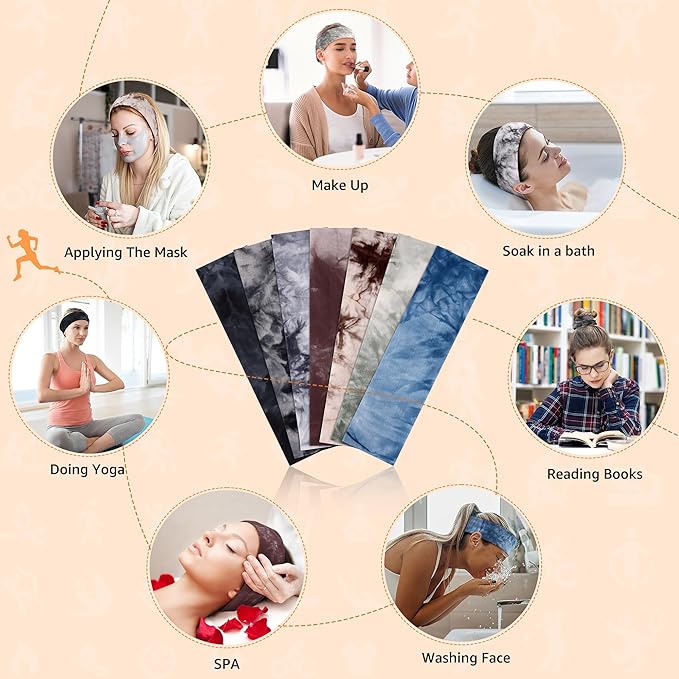 Headbands for Women Non Slip - 7PCS Fashion Sports Hair Bands for Women's Hair, Soft Cotton Cloth Stretchy Headbands for Women for Workout Yoga Running