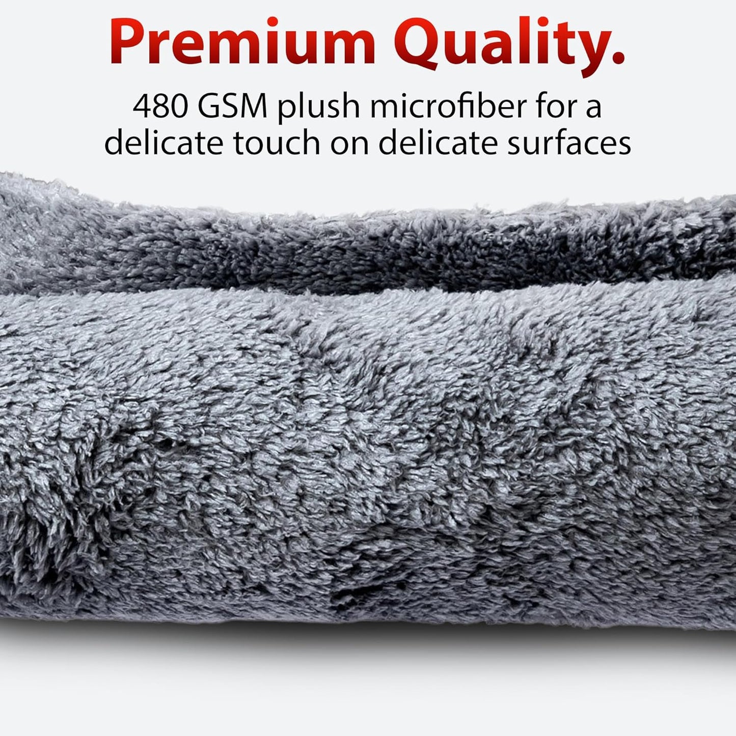 Adam's Borderless Grey Microfiber Towel (1pk) - Premium Ultra Soft Car Detailng Towel Cloths, 480gsm - Safe for Car Wash, Home Cleaning & Pet Drying Cloths (16 Inch x 16 Inch)