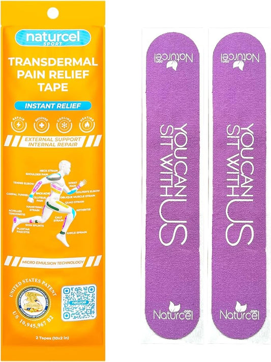 Sport Transdermal Pain Relief Tape, Kinesiology Tape, Sore Joints, Muscles, Back, Knee, Elbow, Shoulder Pain, 2 Elastic Strips(10x2 in), Water Resistant, Accelerated (Purple, 10 Pack)