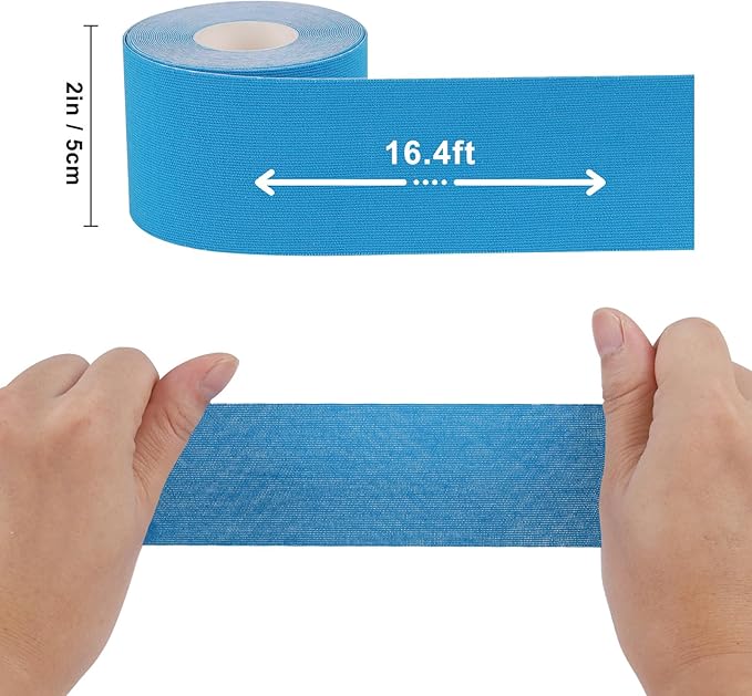 Kinesiology Tape Elastic Kinesiology Therapeutic Tape Athletic Tape Breathable Sports Uncut Tape Therapy Recovery for Knee Pain, Elbow, Shoulder Muscle and Joint Support 2 Inch x 16.5 feet