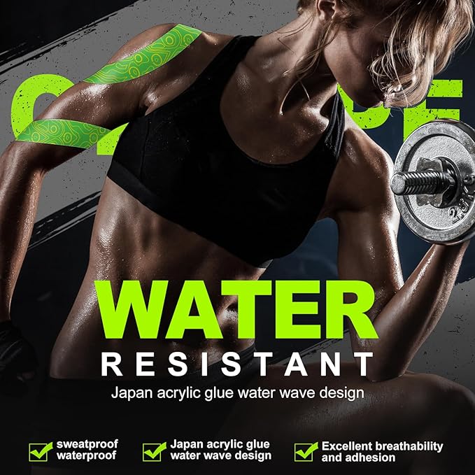 OK TAPE PRO Kinesiology Tape Uncut Roll, Elastic Physical Therapy Athletic Tape for Pain Relief, Muscle Support, Kinetic Tape, Water Resistant, 2in X 16.4ft -Green