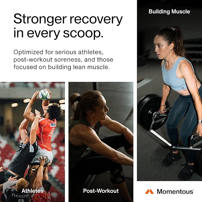 Momentous Recovery Grass-Fed Whey Protein Powder - 20 g Post-Workout Whey Isolate Protein - NSF Certified for Sport - Gluten-Free - 15 Servings - Chocolate - Package May Vary