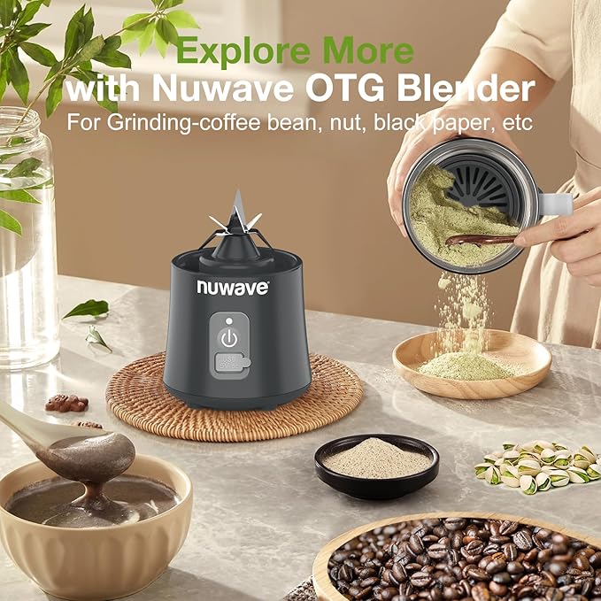 Nuwave Portable Blender for Smoothies and Shakes, 2025 New & Improved, 16 OZ On-The-Go Small Juice MIni with 6 Blades, Rechargeable, BPA-Free, Leak-Proof Lid, for Gym, Kitchen, Office