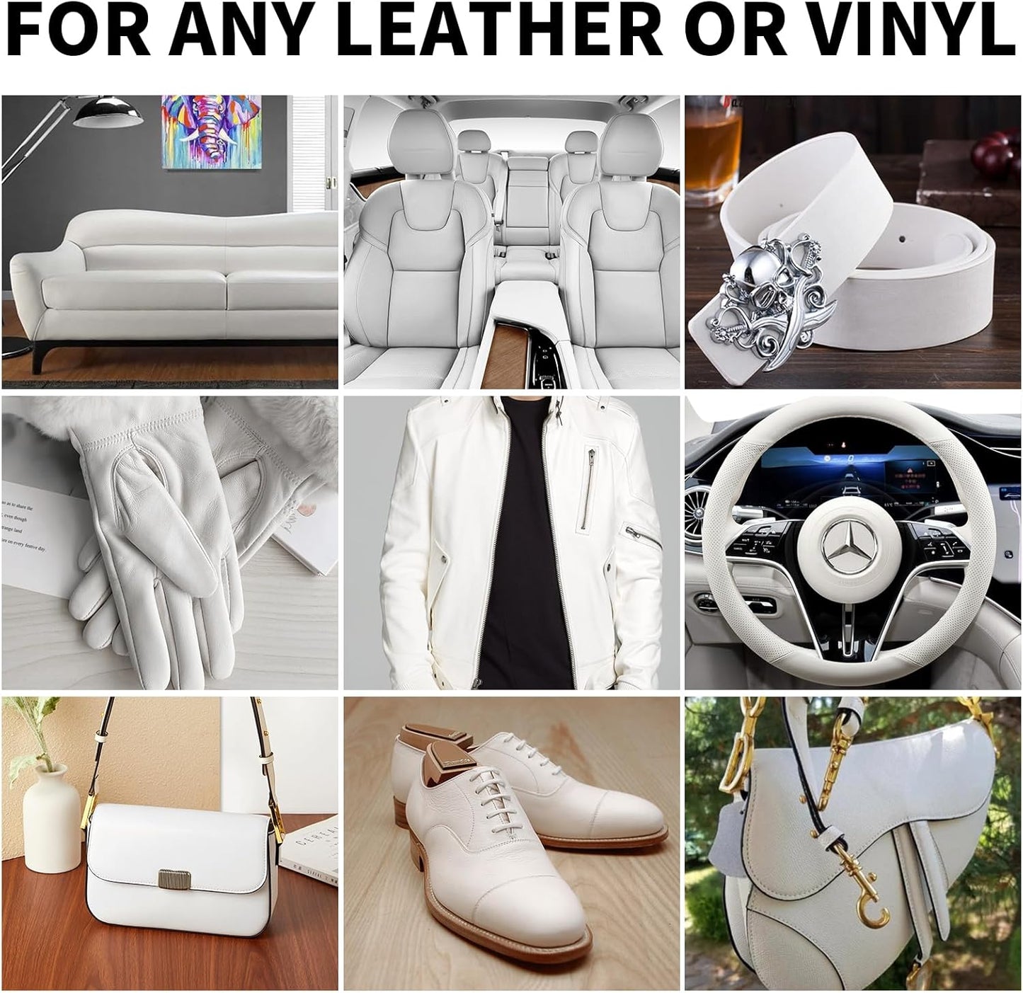 8.5oz Leather Recoloring Balm with 100ml Mink Oil,White Leather Repair kit for Furniture and Car Interior,Leather Couch Scratch Repair,Leather Dye Paint,Mink Oil for Leather