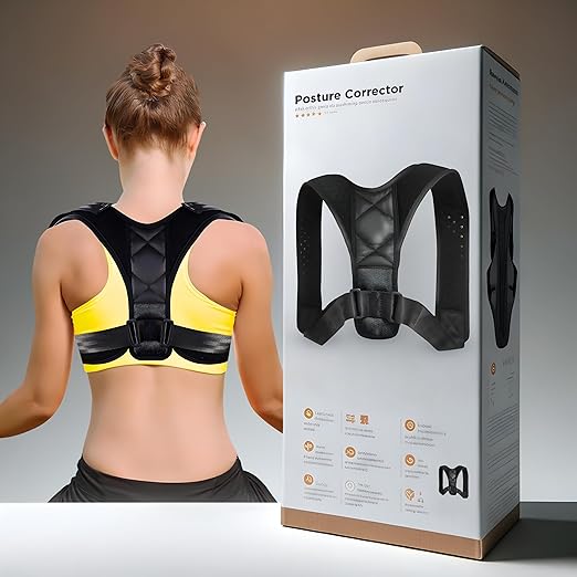 Posture Corrector-Back Brace for Men and Women- Fully Adjustable Straightener for Mid, Upper Spine Support- Neck, Shoulder, Clavicle and Back Pain Relief-Breathable. One Size