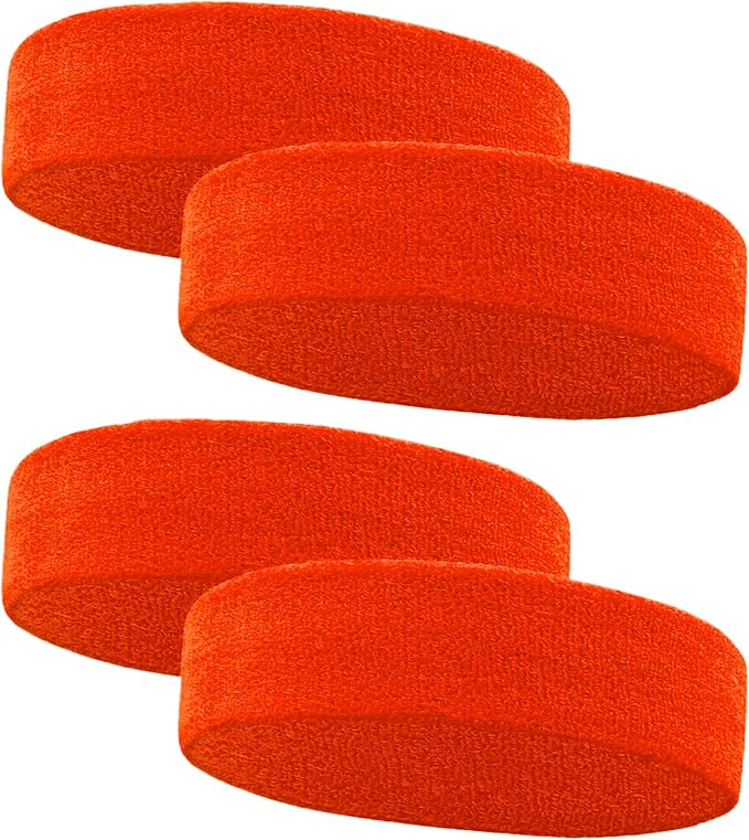 4 Pack Sweatbands Sports Headband for Men and Women, Moisture Wicking Athletic Workout Headband for Running, Tennis, Basketball, Yoga, Gym Stretchy Unisex Sweatband