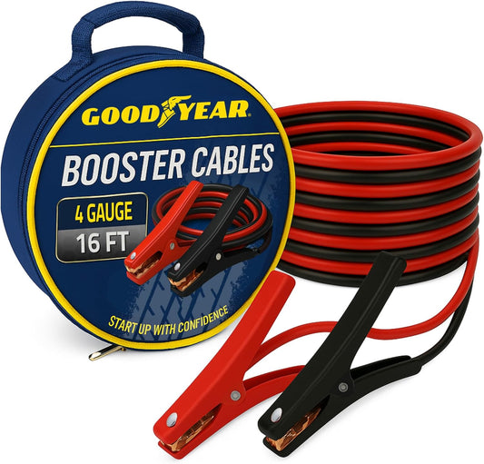 GOODYEAR Heavy Duty Jumper Cables for Car Battery – 4 Gauge 16 ft Booster Cables with Carrying Case for Cars, Trucks, SUVs, Emergency Roadside Kit