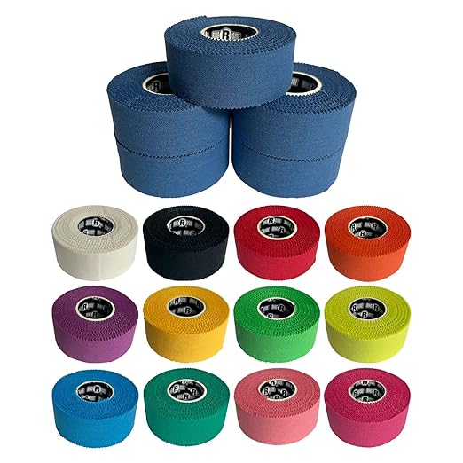 Ringside 1" Athletic Trainers Tape, Cotton Kinesiology Tape for Combat Sports, Adhesive, 30 Foot Rolls, Blue, 5 Pack