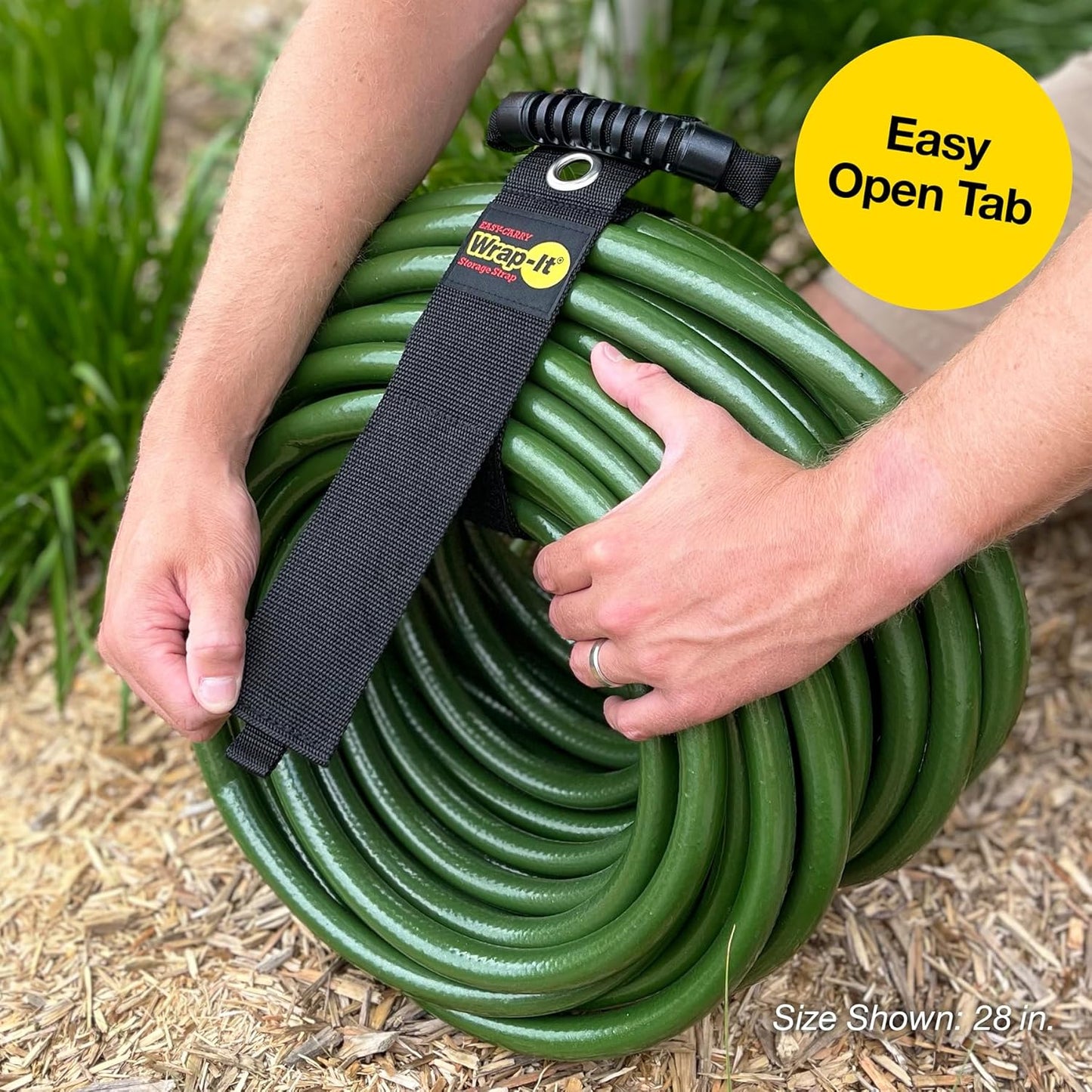 Easy-Carry Wrap-It Storage Straps - 28” (2-Pack) Black with Grommet - Cord Wrap and Hose Organizer for Your RV Tool Kit