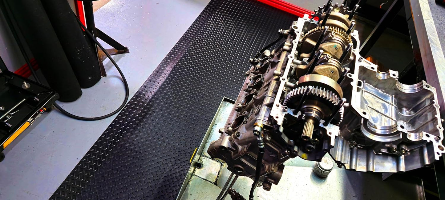 Rhino Mats, American Classic Diamond Anti-Fatigue Mats, Industrial Ergonomic Comfort Standing Mat for Work, Home, Garage, Office, Kitchen or Anywhere (Black 9/16" Thick, 3 FT. x 24 FT.)