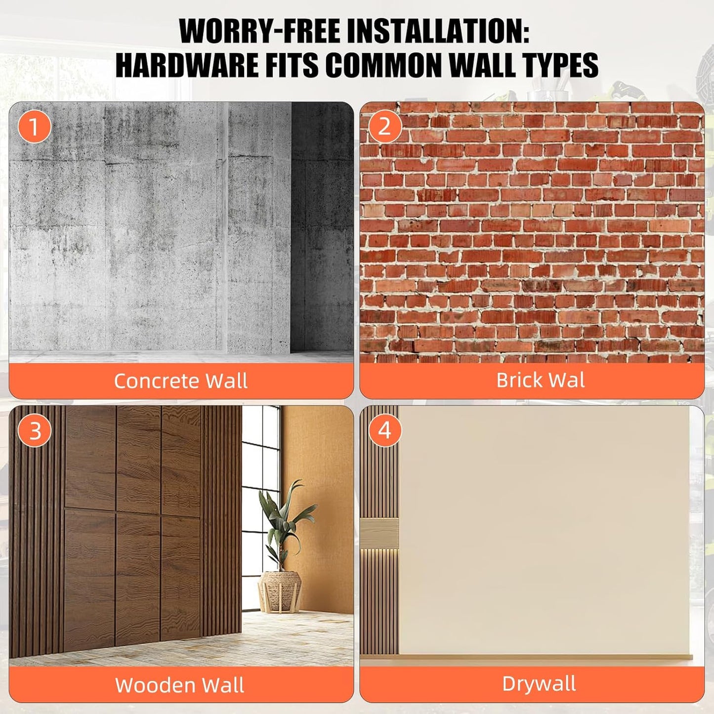 Garage Hooks, 4 Pack Large Square Wall Hooks for Hanging Heavy Duty Ladders, Bikes, Tools Ideal for Garage, Garden, Basement Utility Room Storage (Black)