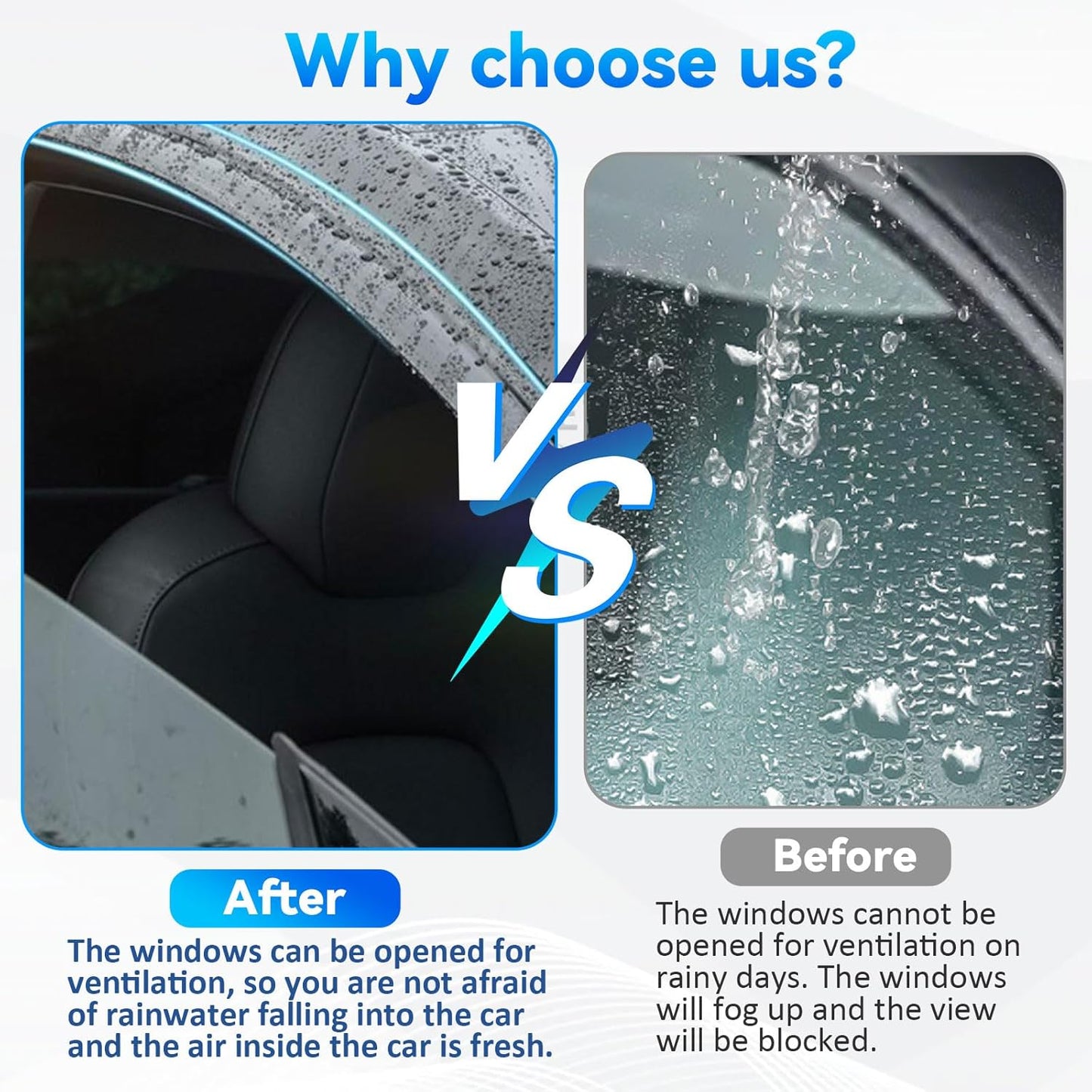 4pcs Front+Rear Smoke Tint Sun/Rain Guard Outside Mount Tape-On Vent Window Visors Compatible with 16-22 Tacoma Double/Crew Cab with 4 Full Size Doors