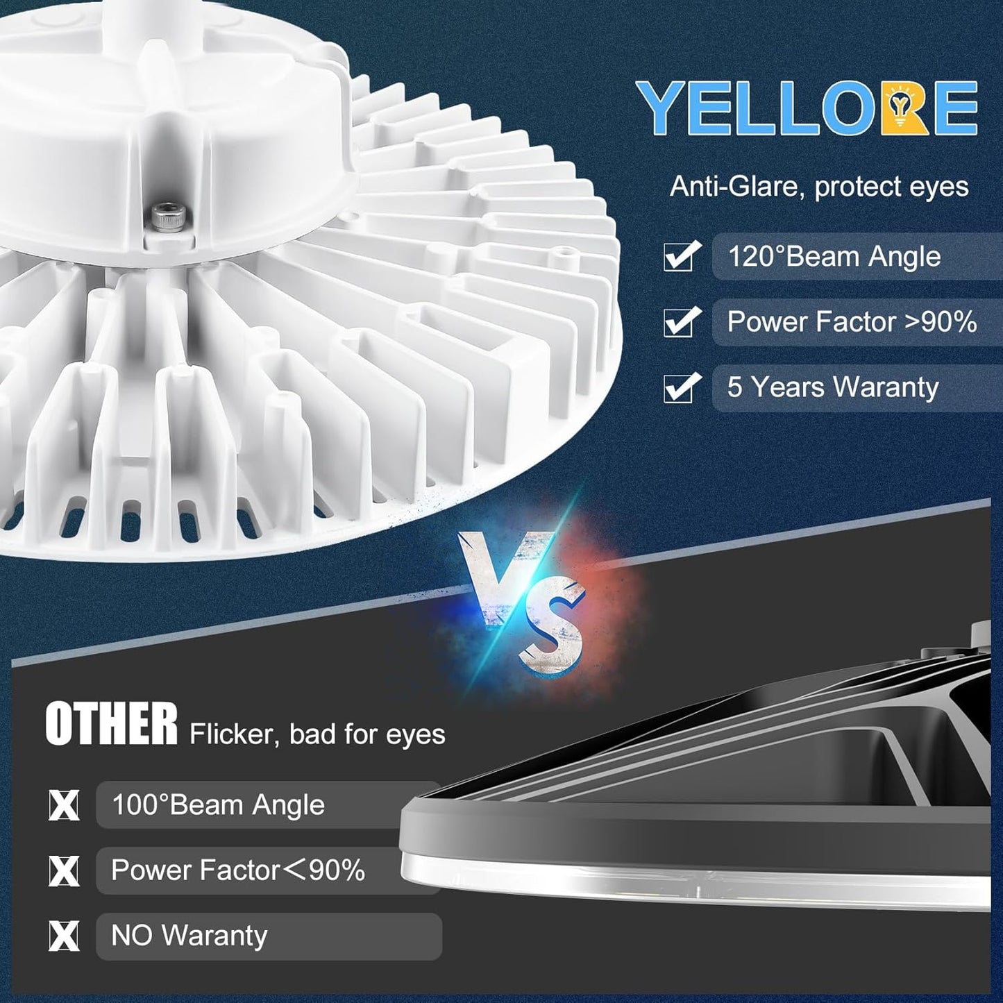 240W LED High Bay Light, AC100-277V 33,600LM 0-10V Dimmable (Equiv. to 1200W HID/HPS) UL Listed IP65 Waterproof 5000K UFO LED Shop Lights for Warehouse Factory Gym Area Light