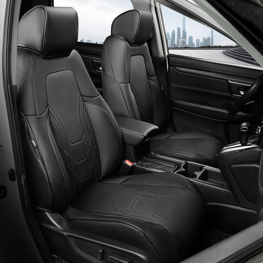 FREESOO CRV Seat Covers Full Set, for Honda CRV LX EX EX-L Sport Touring Hybrid 2017 2018 2019 2020 2021 2022, Custom Fit Seat Covers for CRV, Waterproof Leather Car Seat Covers, Black