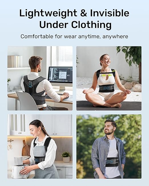 Upright Posture Corrector, Comfortable Lumbar Support Belt with 3D Elastic Kintted Mesh, Upper and Lower Back Pain Relief, Easy to Put on & Take off, Fit Various Body Shape, Size L (Upper Waist: 41.3"-47.2")