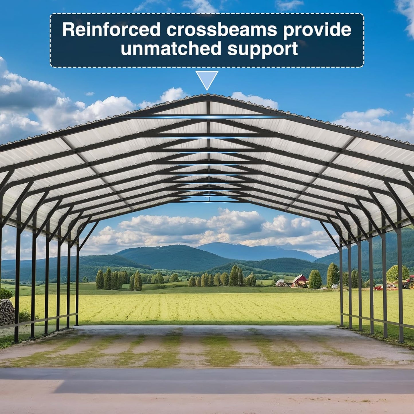 20x40 FT Metal Carport Canopy Heavy Duty with Reinforced Base and Galvanized Steel Roof & Frame, Garage Shelter for Cars, Boats and Trucks