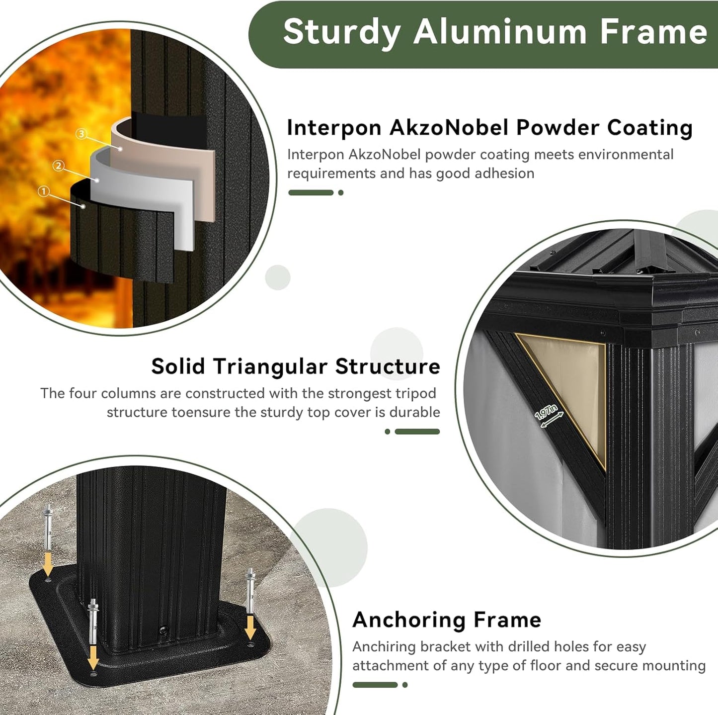 Aoxun 12' X 16' Permanent Hardtop Gazebo Aluminum Gazebo with Galvanized Steel Double Roof for Patio Lawn and Garden, Curtains and Netting Included, Grey