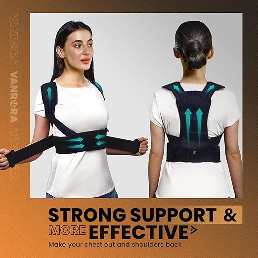 VANRORA Posture Corrector for Women and Men, Back Brace Fully Adjustable & Comfy, Support Straightener for Spine, Back, Neck, Clavicle and Shoulder, Improves Posture and Pain Relief S/M