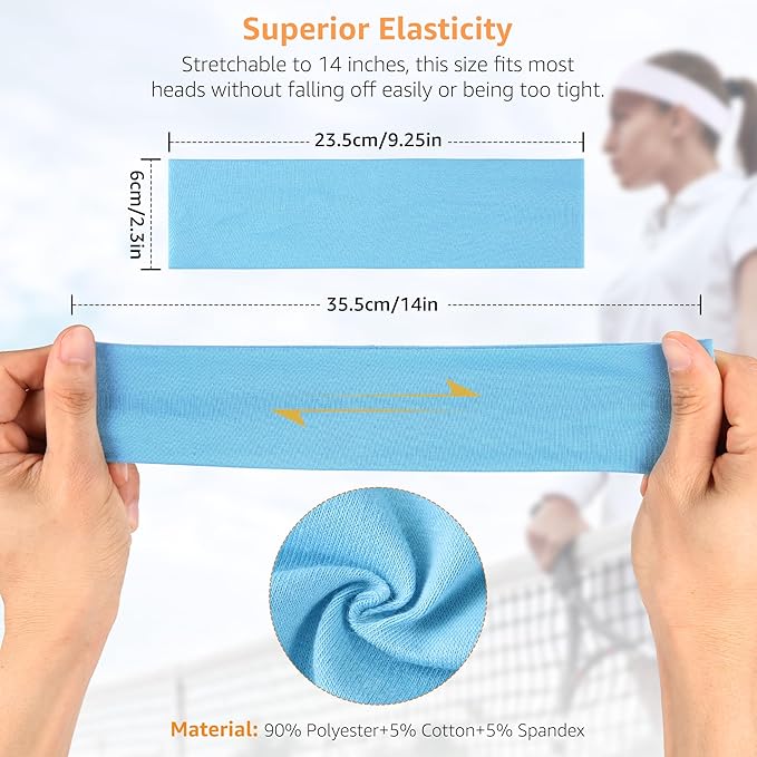 Headbands for Women Non Slip - 7PCS Fashion Sports Hair Bands for Women's Hair, Soft Cotton Cloth Stretchy Headbands for Women for Workout Yoga Running