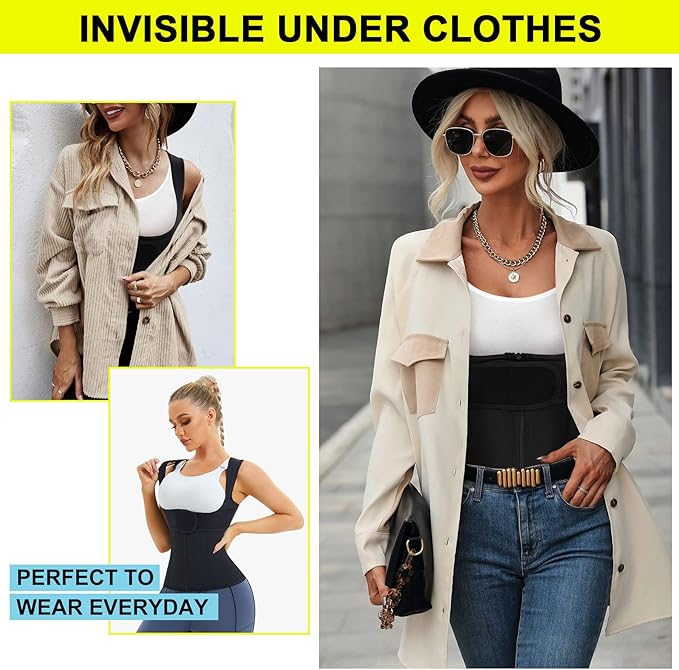 URSEXYLY Back Brace For Women Waist Trainer Vest Back Straightener Adjustable Posture Corrector Spinal Neck Shoulder Support