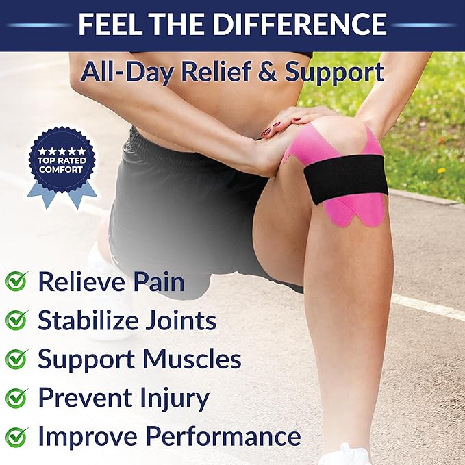 SB SOX Original Cotton Kinesiology Tape Roll – Best Latex Free Athletic Tape for Muscles/Joints – Waterproof, Stretchy, and Gentle on Skin (16ft)