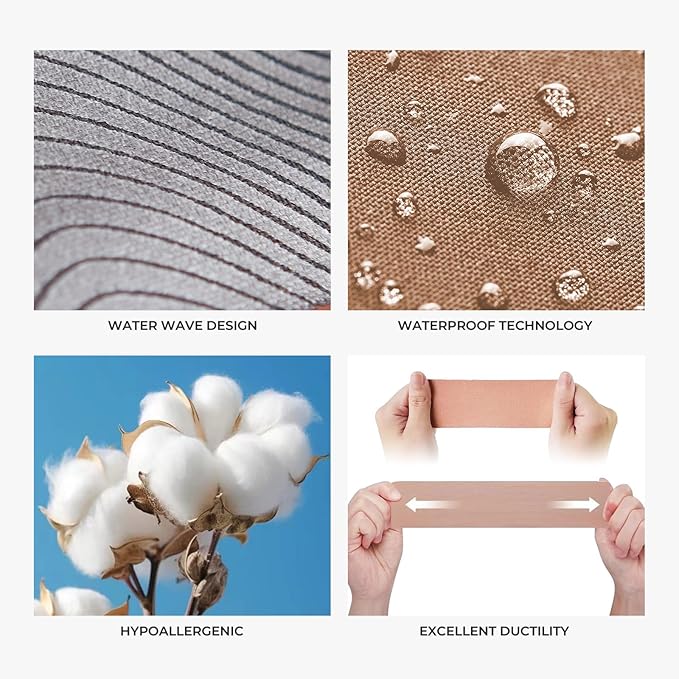 Elastic Kinesiology Tape for Knees, Shoulders, Back & More – Waterproof Sports Tape for Joint Support & Muscle Recovery, Breathable Kinesio Tape for Athletes | 2" x 16 ft (Skin color-3rolls)